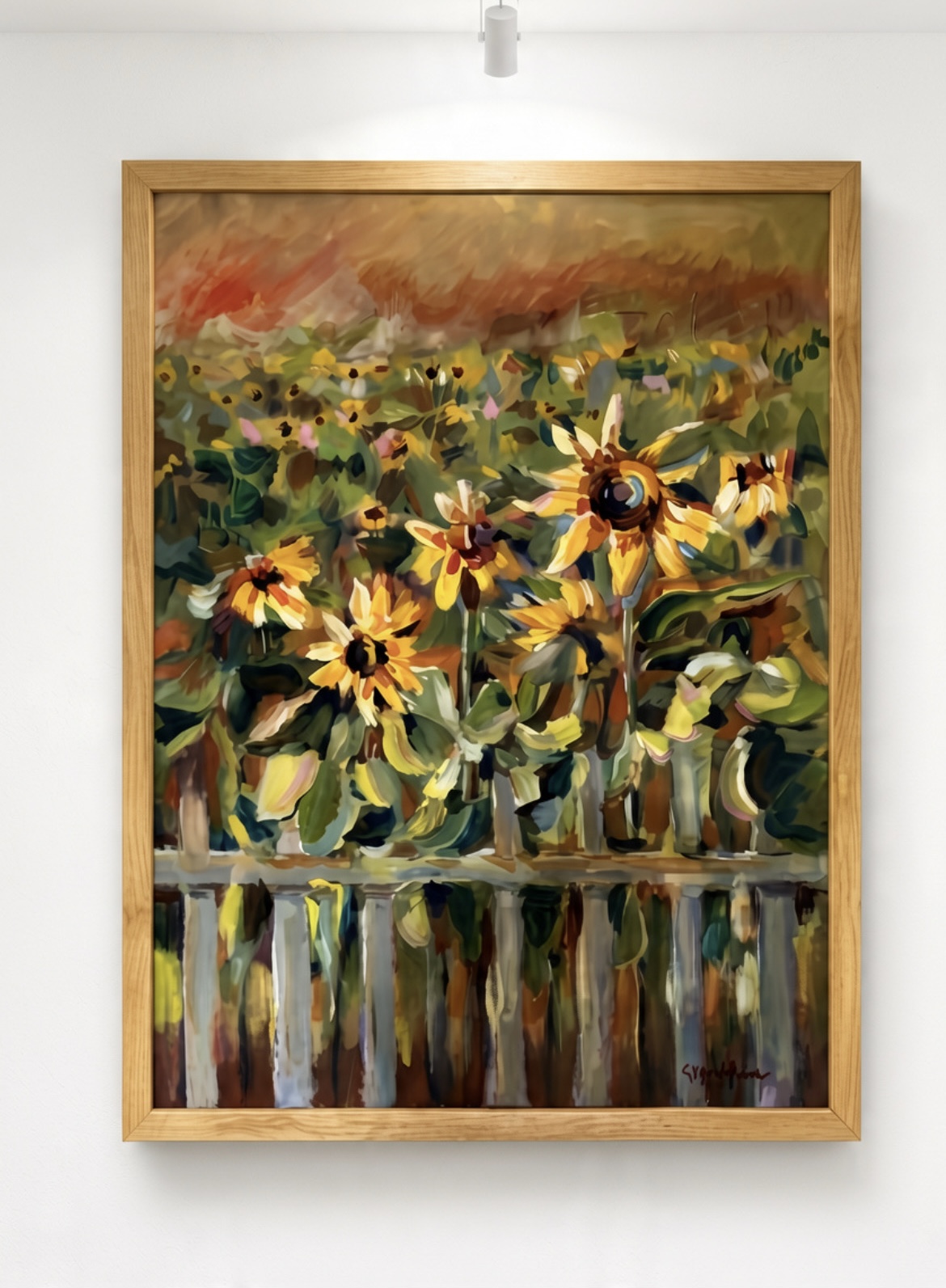 Obra de arte " Atardecer entre girasoles"