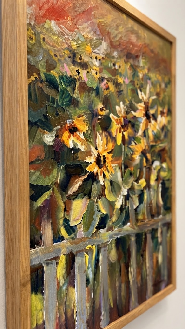 Obra de arte " Atardecer entre girasoles"